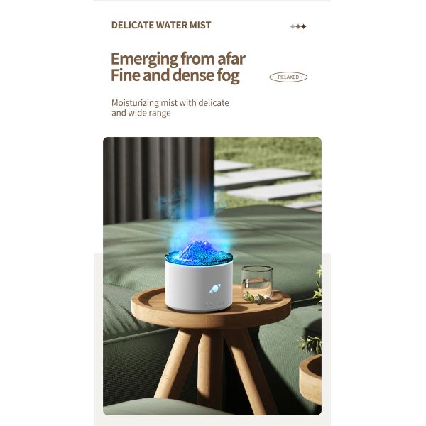 Mini Volcano Ultrasonic Humidifier Aromatherapy Diffuser 230ml Capacity Automatic Timing
