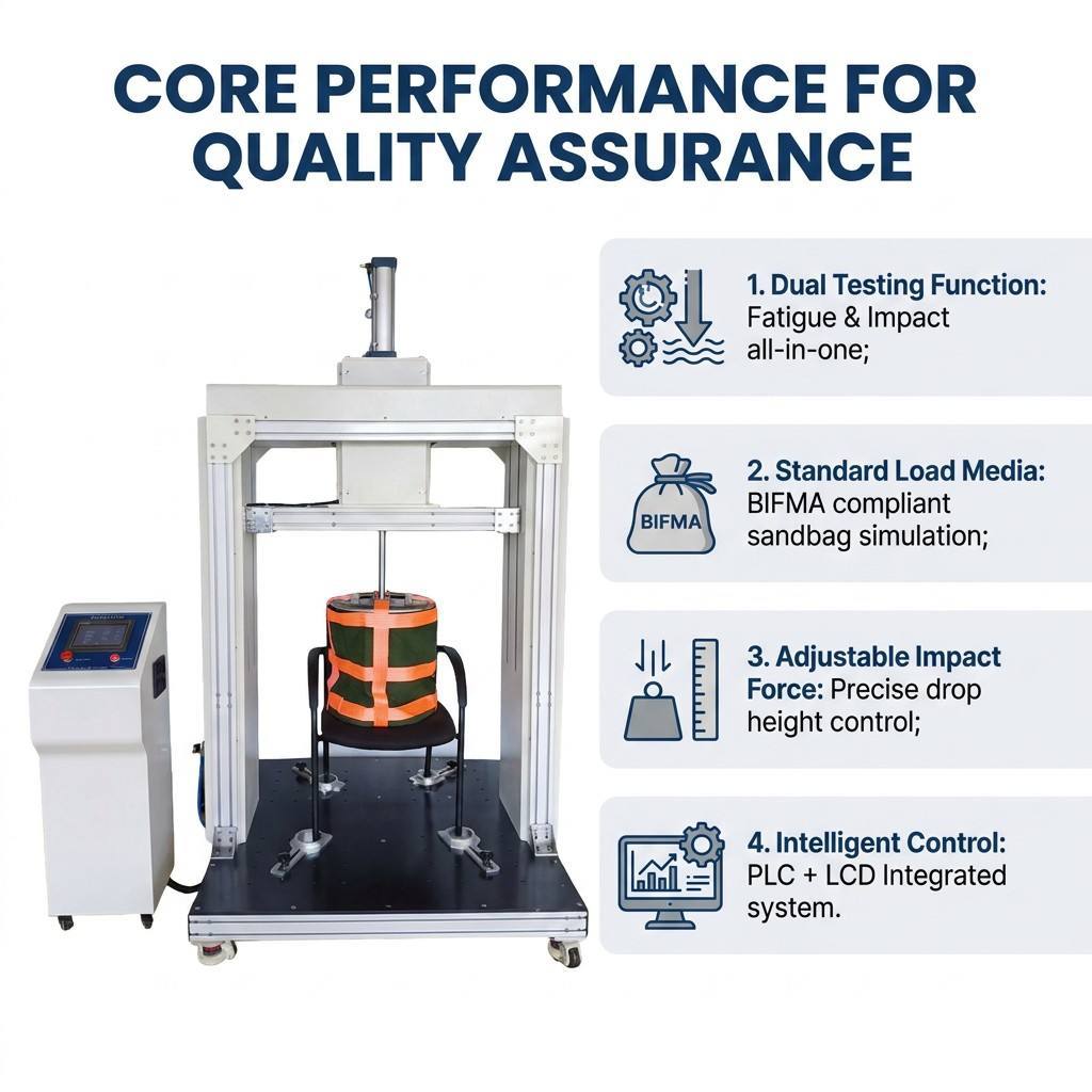 Industrial Chair Seat Loading Fatigue Tester 136kg Capacity Factory Price Furniture Testing Machine