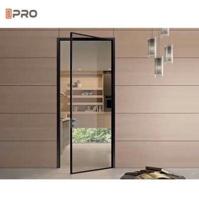 Black Steel Aluminum Double Glass Office Swing Half Doors With Glass Hinged Indoor Door