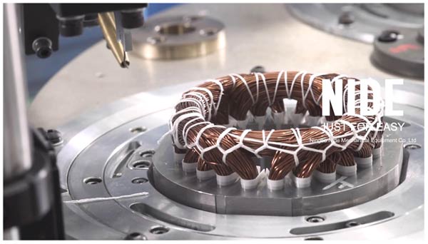 Машина шнурка провода статора электрического двигателя 4 станций/голубая машина Lacer катушки