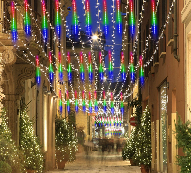 Dynamic Meteor Shower, LED Meteor String Lights Outdoor Garden Holiday Atmosphere Lighting