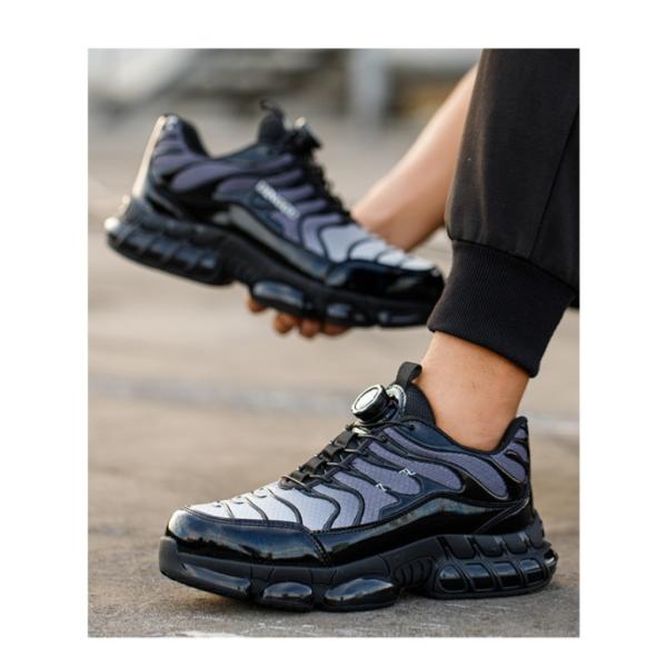 Zapatos de seguridad industriales de fibra microfibra volante de punto Unisex Zapatos de seguridad de unisexo Zapatos de trabajo con botón giratorio de suela de TPU