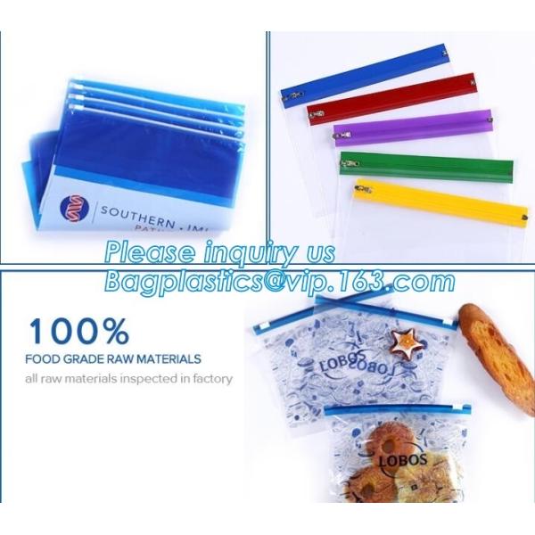Slider Freezer Custom Transparent LDPE Plastic Waterproof Zip lockk Storage Bag, Slider zipper clear plastic PE POLY water