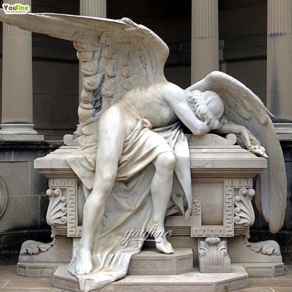 Hand Carved Carving White Sculpture Marble Sleeping Angel Statue