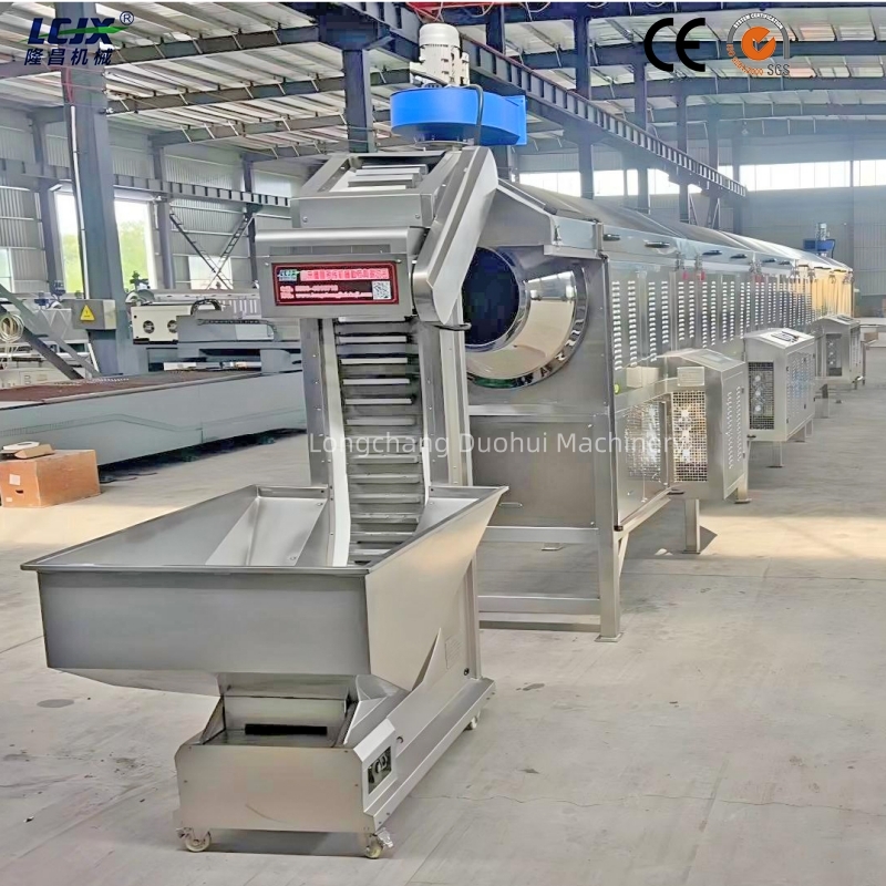 Continuous Automatic Nut Roasting Production Line with Stainless Steel Construction and Touch Screen Control