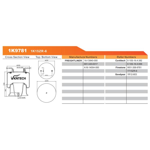 Замена W01-358-9781 весны воздуха подвеса тележки Freightliner коммерчески