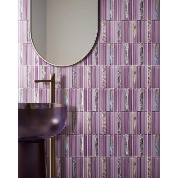 Mosaïques de verre violet résistant à l'usure 300x300mm pour piscine et décoration
