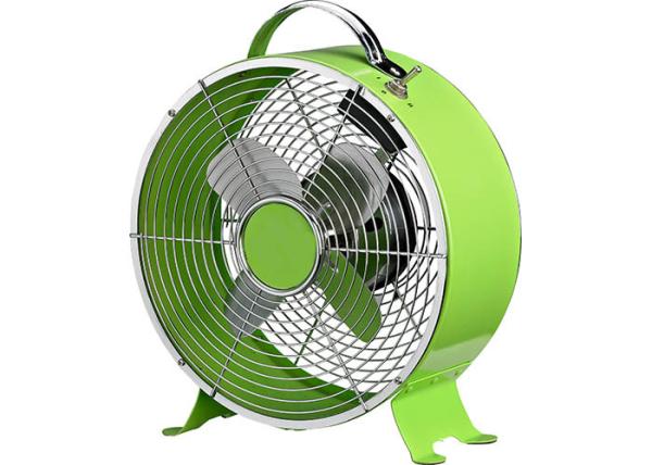 High Stability Green Retro Metal Desk Fan Two Speed 50Hz Air Flow Silver Stainless
