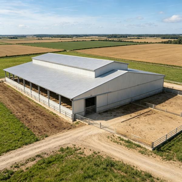 Prefab Steel Structure Cow House for Livestock Breeding Farm Column-Free Ranch Cattle Barn