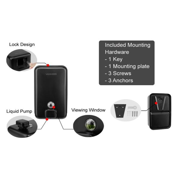 INOVI ZSH12-1200BF-NEGRO Dispensador comercial de jabón negro mate montado en la pared para baño