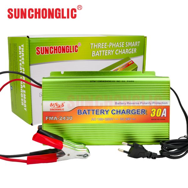 Smart Portable 24V 30A Battery Charger with Three-Stage Charging for AGM, GEL, and Lead-Acid Batteries