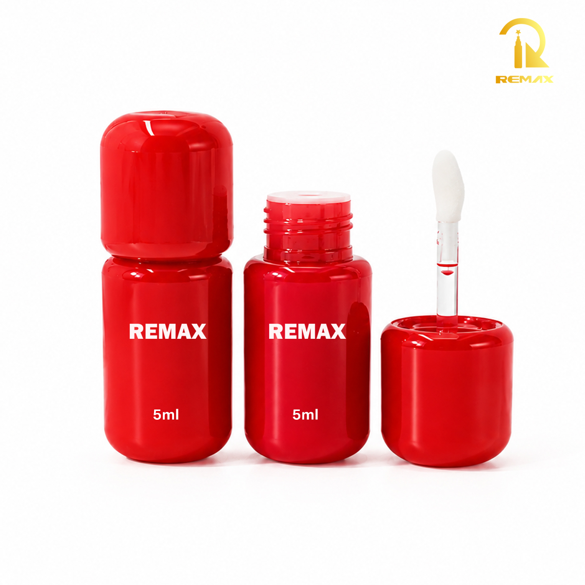 5ml Transparent Lip Gloss Bottle with Applicator Brush - Custom OEM Cosmetic Packaging Lipstick Tube