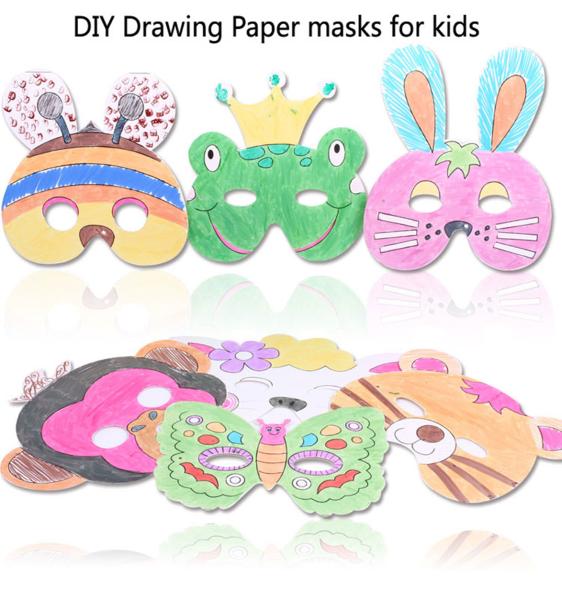 Kids DIY Festival Party Decorations Paper Mask With Colored Box Packaging