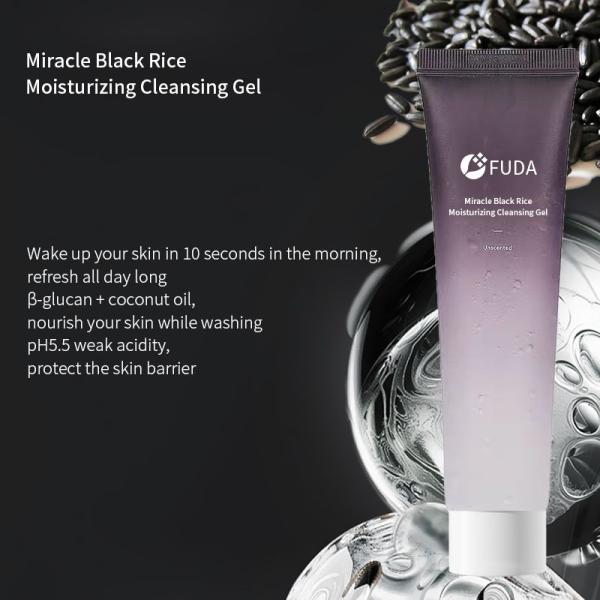 Black Rice Moisturizing Skincare Face Wash Cleanser Gel Anti Pimple ODM