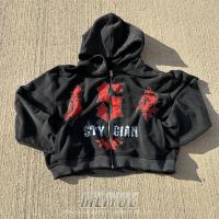 Vintage personnalisé Distressed Acid Lavé Hoodie DTG Logo Vêtements de rue Fermeture à glissière Hoodie