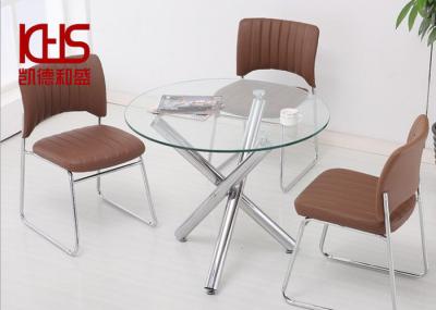 Luxury Customized Modern Kitchen Dining Tables Ivory White Glass Topped End Tables