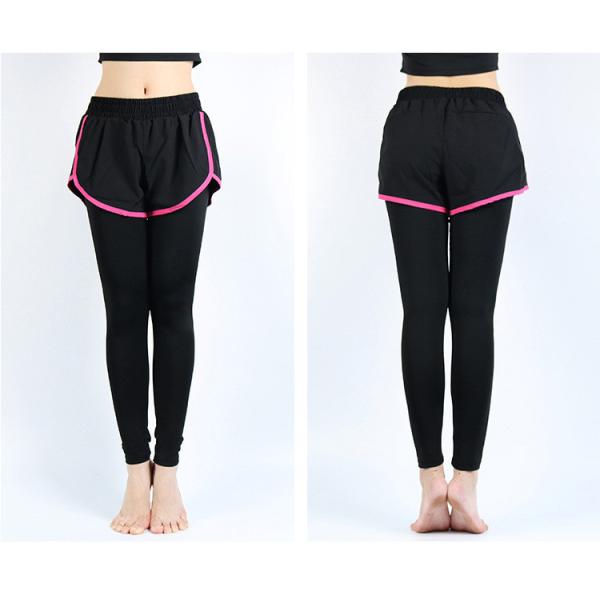 Duas peças falsas Suor Calças de fitness Calças de perna para mulheres Calças de ioga