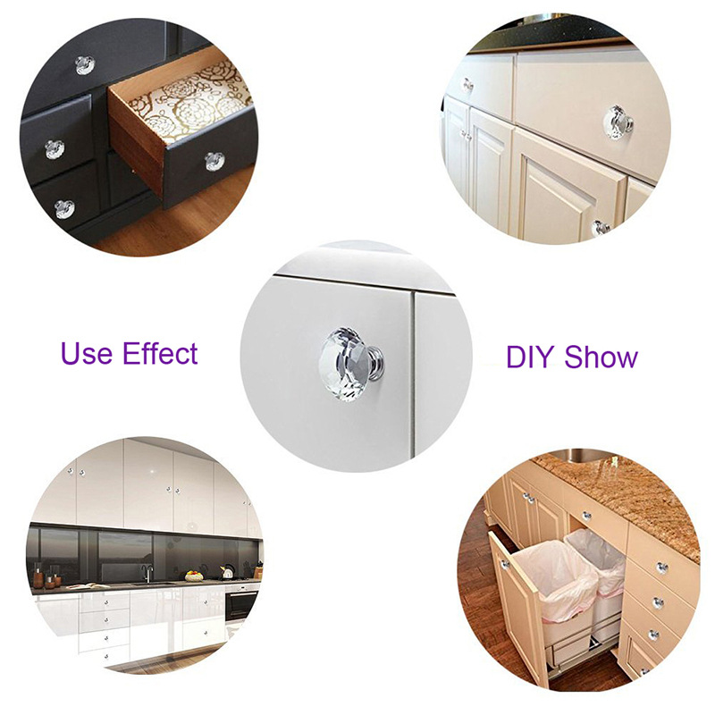Racyle Crystal Knobs Drawer Knob  Furniture High Transparency Diamond Glass Drawer Knobs
