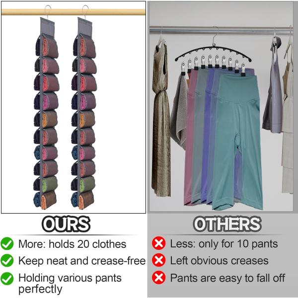 Legging Storage Organizer For Closet, Hanging Closet Organizer System, Grey Clothes Closets Holder With 20 Roll