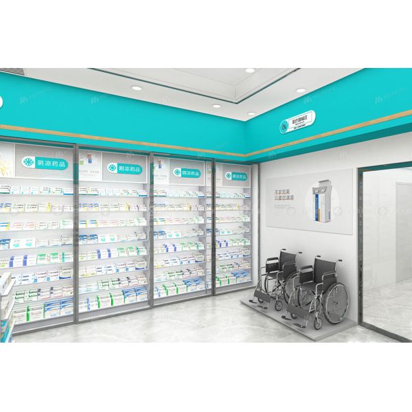 03-GJZYS006 Eco-Friendly Metal Pharmacy Display Stand Medicine Store Decoration Pharmacy Shelving for Sale