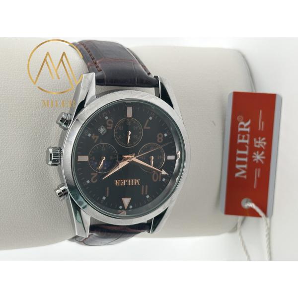 ML 666 Custom Logo Gift Watches Round Dial Black Leather Quartz Wristwatch