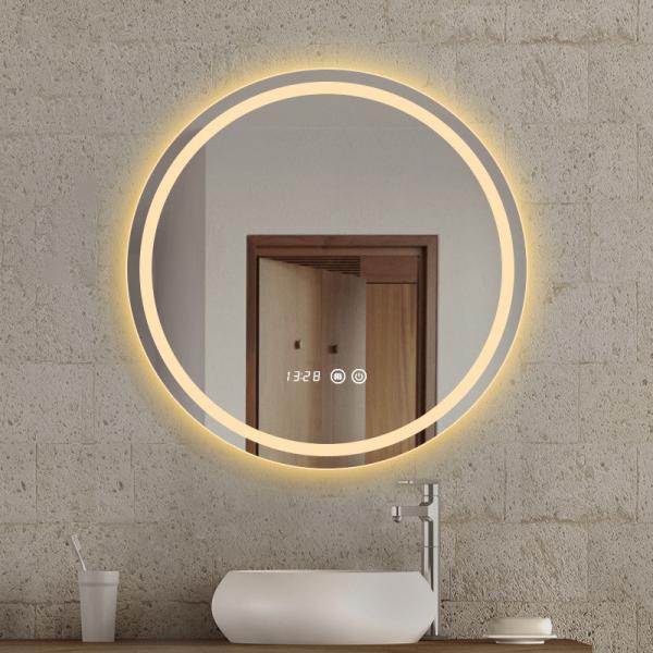 12V Wall Mounted Bathroom Mirror 3200K Round Illuminated Bathroom Mirror Anti Fog