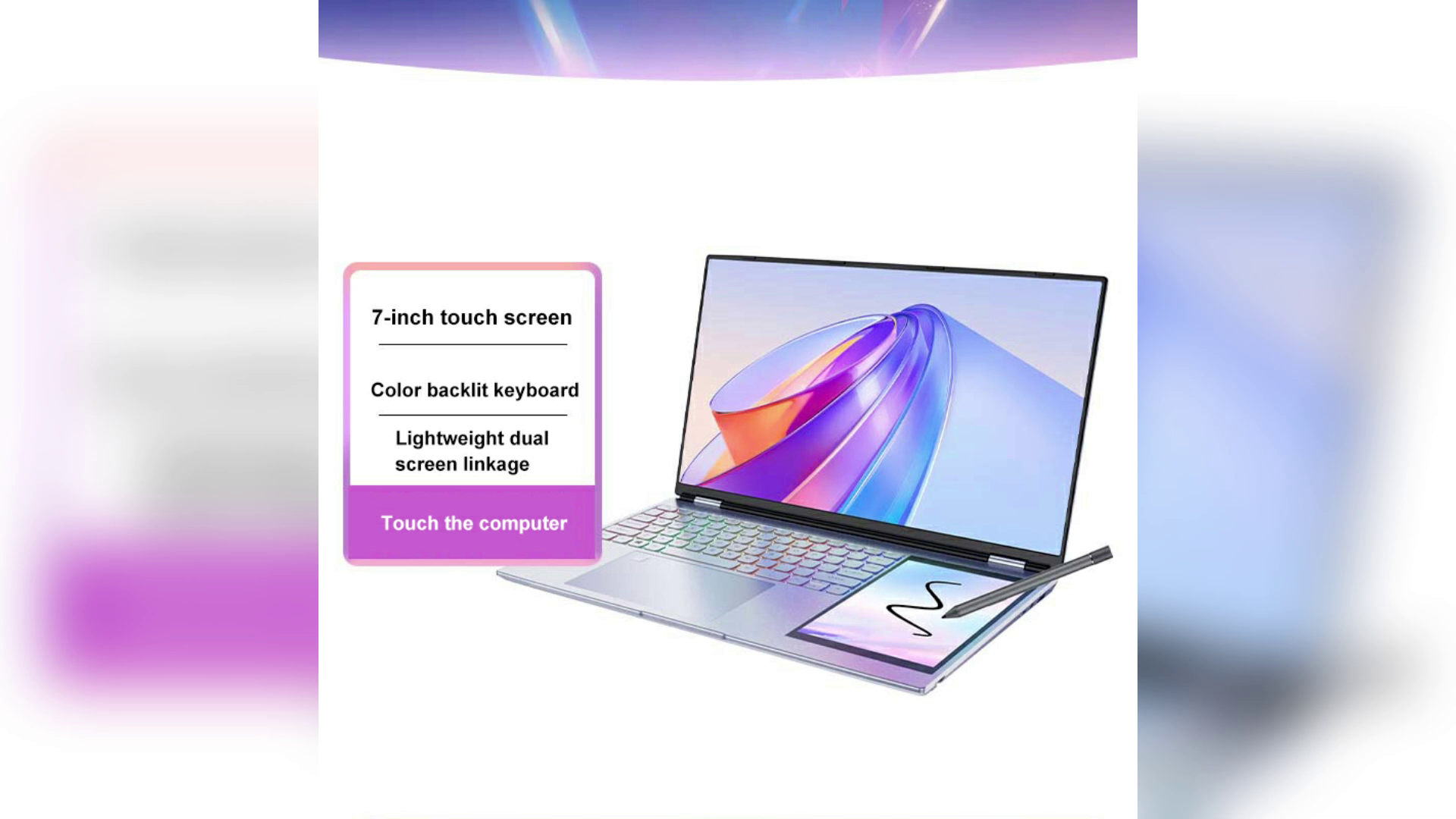 Intel Celeron Quad Core Laptop 15.6-inch IPS Dual Screen Notebook  DDR4 RAM SSD Storage  English Keyboard Magnetic Camera