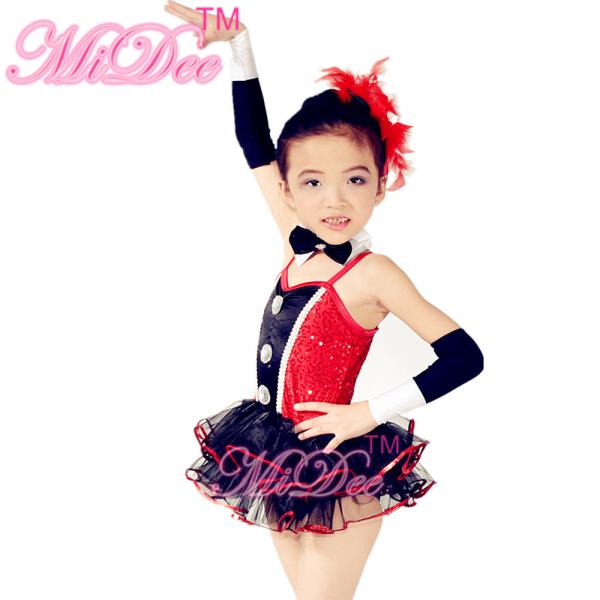Children'S Dance Clothes Black Red Sequin Tutu Skirt  For Solo Performance