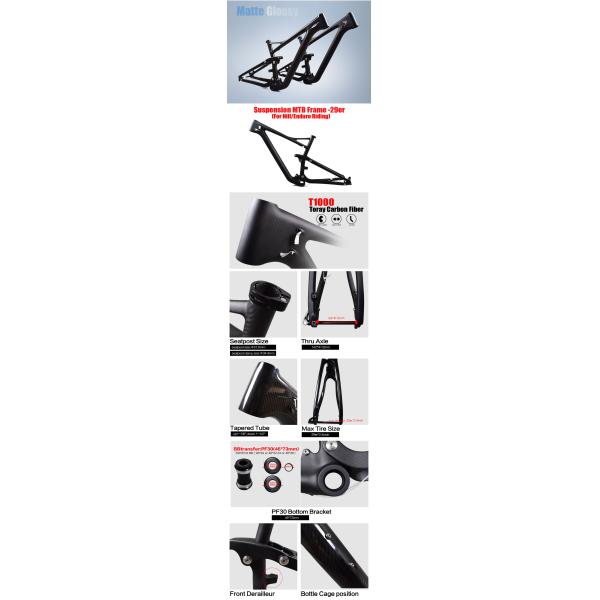 Carbon Full Suspension Mtb Frame Disc Brake 4.5 Inch Wheel Travel Open Mould Design