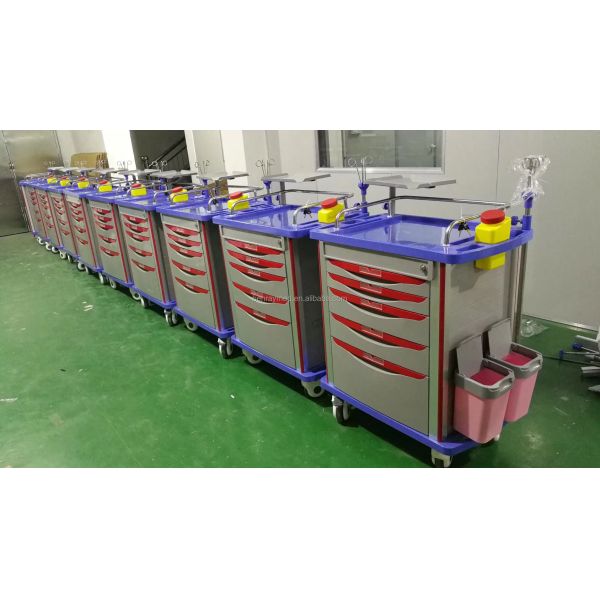 Hospital Medical Records Crash Cart  ABS Emergency Medical Cart Trolley  with Drawers Trolley Medical