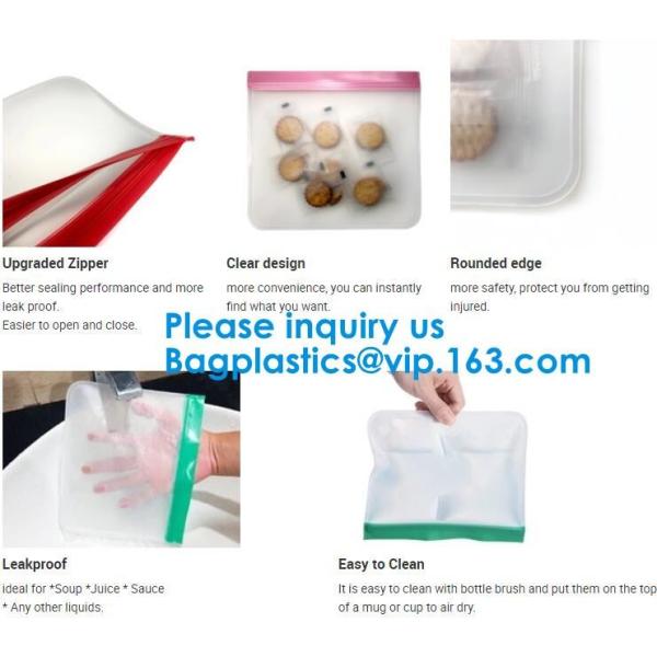 FOOD GRADE SILICONE: Strong, Thick 100% Durable Silicone Food Bags, Non-Toxic, Non-Leaching Hygienic And Reusable Food B