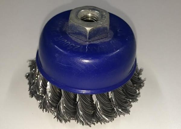 75MM OD Twist Knotted Wire Cup Brush Carbon Steel Wire Material With M10*1.5 Nut