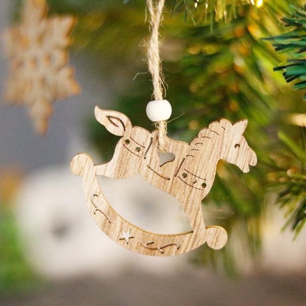 Vente chaude Décorations de Noël en bois bricolage Petit pendentif en bois pour la décoration de Noël