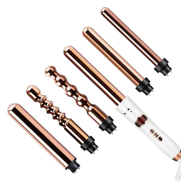 LED Display Interchangeable Ceramic Curler Set Iron 5 In 1  110-240V