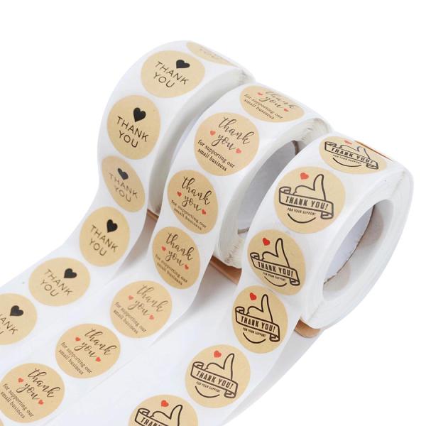 Self Adhesive Circle Thank You Stickers Label With Lamination Finish Custom Logo