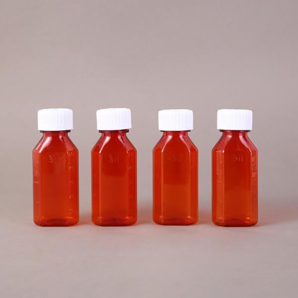 2oz 4oz 8oz 12oz16oz Oval Bottle PET Amber Container Cough Syrup Bottle Medicine Liquid Oral Plastic Bottles with Childproof Cap