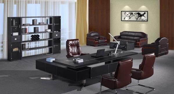 luxury 2.8m office leather executive table/office leather boss table