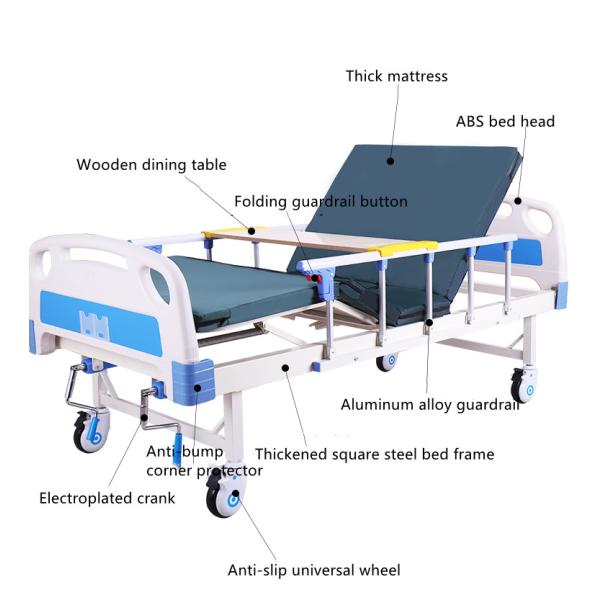 Double Crank Adjustable Hospital Bed Multifunctional Hospital Manual Nursing Beds