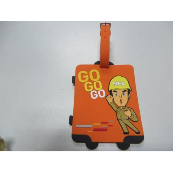 Lovely 3D Suitcase Shape Silicone Rubber PVC Airplane Luggage Tag Embossed Man Woman Logo With Name Card Back