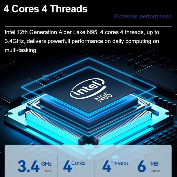Intel Alder N Lake N95 Mini Computer Dual HDMI Single LAN DDR4 16G Mini PC portátil