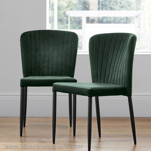Fan Shaped Back 82cm Armless Leather Dining Room Chairs With Metal Legs