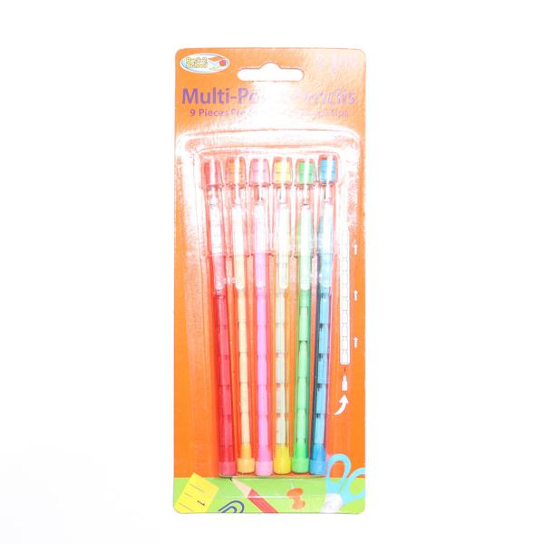 Plastic Non-sharpening Pencil  with 9 colors with blister card packing for kids