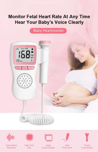 Portable Doppler Monitor Fetal Doppler Machine Baby Heartbeat Monitor For Pregnant Women