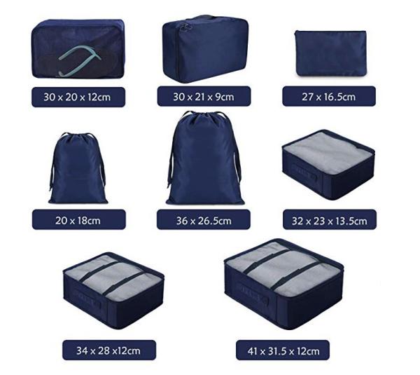 Underwear Travel Packing Pods Adult Unisex 8pcs Navy Blue Color