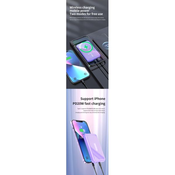 Fast Charging Mini Slim  Wireless Magnetic Power Bank 10000mAh  PD 20W Powerbank