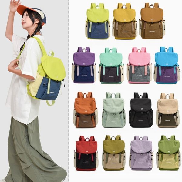 Colefa Reducing Burden Dopa-mine Color Blocking Travel Large Capacity Lightweight Commuting Leisure New Drawstring Backpack