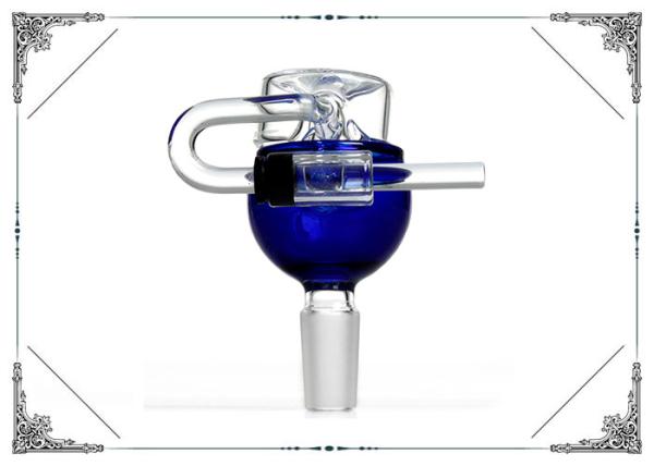 14MM Male Joint Blue Glass Honey Bucket Brosilicate Glass Bong Bowls With Carb Cap