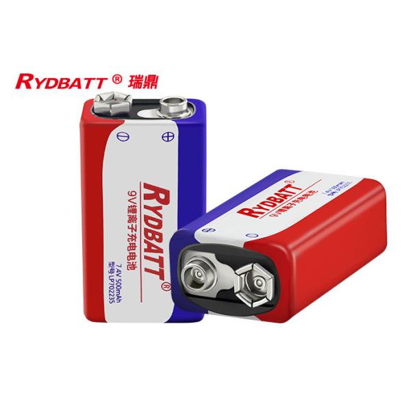 RYDBATT 9V 6F22 2S1P Polymer Li Ion Battery Pack / 7.4V 500mAh PCM Lithium Ion Polymer Cell