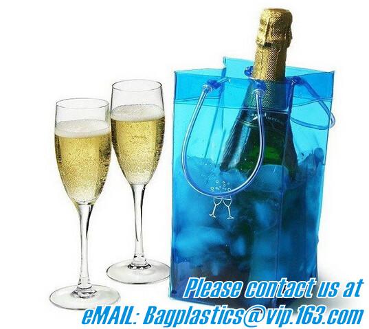 PVC Ice Bag, Wine Beer Gift Bags, Wine Bag, Drink Ice Bags, Portable Wine Bags Gel Ice Pack PVC Wine Cooler Bag With Han
