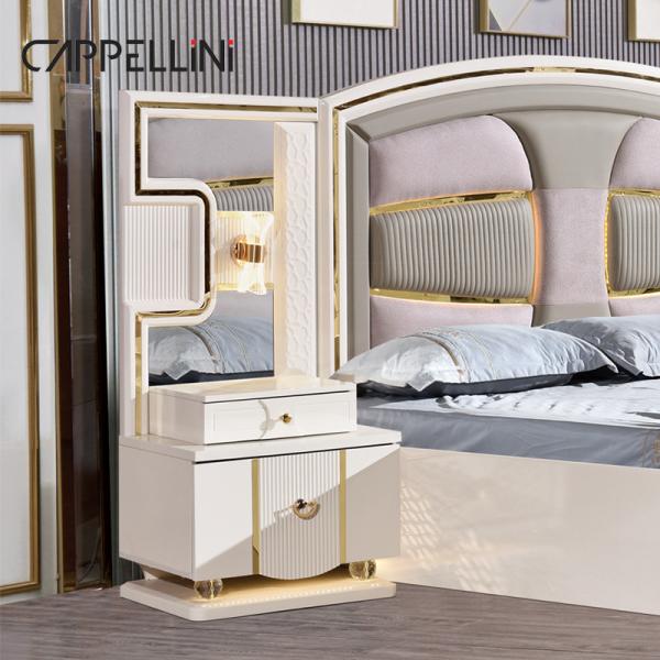 Wholesale Price King Size Double Leather Bed Suite Master Room Home White Full Wooden Mdf Luxury Bedroom Furniture Set